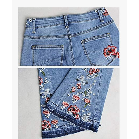 Y2K Embroidered Flare Jeans Women’s 14 Floral Boho Hippie Wide Leg Bell Bottom - Picture 2 of 13